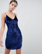 Ax Paris Velvet Cami Dress - Blue