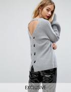 Miss Selfridge Exclusive Open Back Braid Detail Sweater - Gray