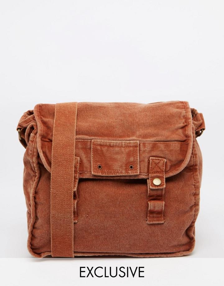 Reclaimed Vintage Overdyed Messenger Bag - Red