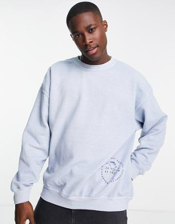 Topman West Coast Revival Sweatshirt In Light Blue-blues