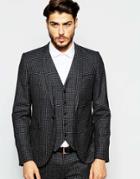Noak Mini Check Suit Jacket In Skinny Fit - Black