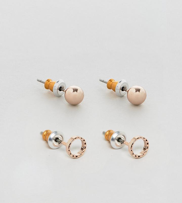 Reclaimed Vintage Inspired Hoop & Stud Earrings In 3 Pack Exclusive To Asos - Silver