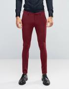 Asos Super Skinny Suit Pants In Dark Red - Tan
