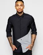 Asos Shirt With Asymmetric Cut And Sew - Black
