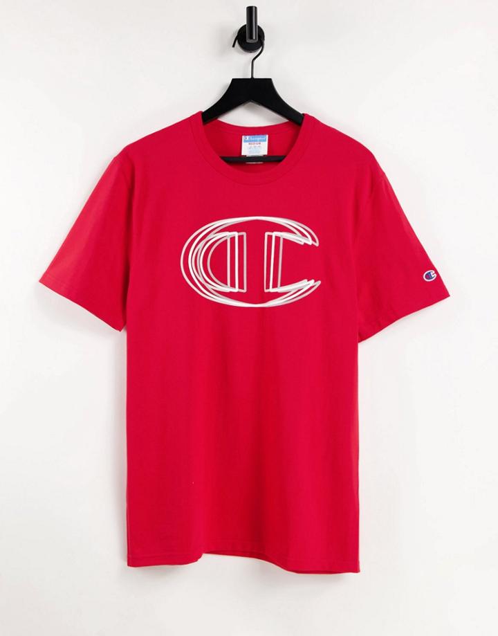 Champion Large Chest Logo T-shirt In Red