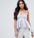 Asos Tall Exclusive Cami Top With Dip Back And Pearl Embellishment - Gray