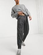 Asos Design Oversized Tapered Wool-blend Smart Pants In Plaid-green