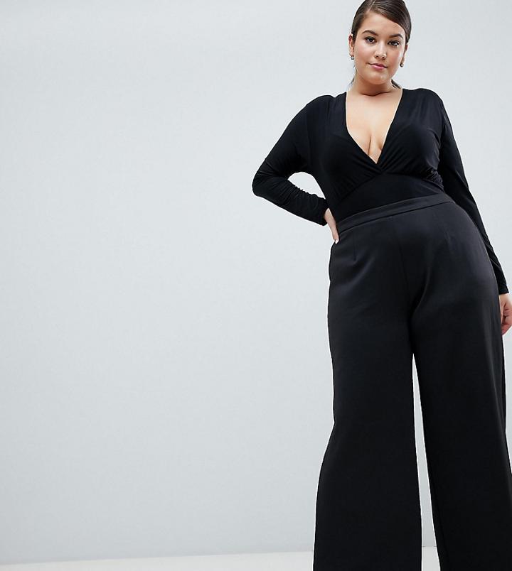 Ax Paris Plus Kick Flare Pants - Black