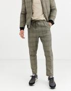Native Youth Wicker Plaid Two-piece Slim Fit Pants-brown
