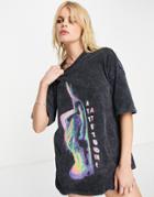Asos Design Oversized T-shirt With Heatmap Graphic Print In Charcoal-gray