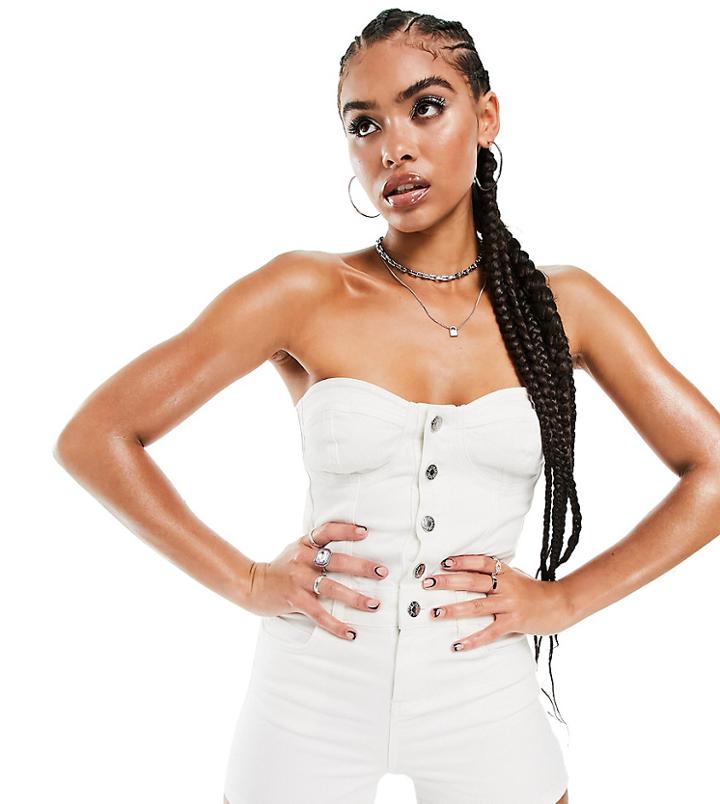 Asyou Denim Romper In White