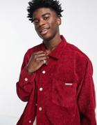 Liquor N Poker Oversized Shirt In Burgundy Cord - Part Of A Set-red