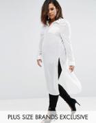 Missguided Plus Crepe Maxi Shirt - White