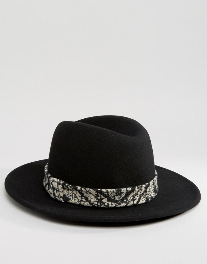 Asos Fedora Hat With High Crown & Tie Dye Band - Black