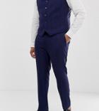 Asos Design Plus Wedding Skinny Suit Pants In Blue Wool Blend Herringbone