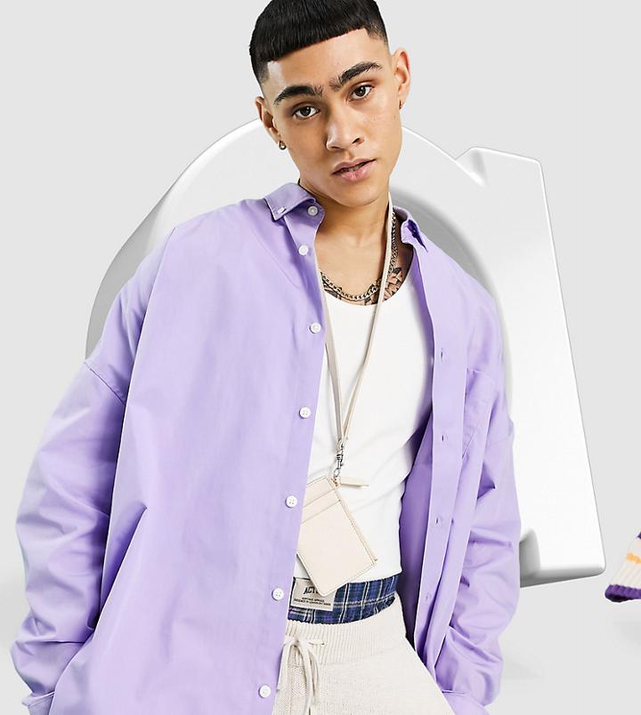Asos Design Extreme Oversized Dad Shirt In Purple