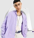 Asos Design Extreme Oversized Dad Shirt In Purple