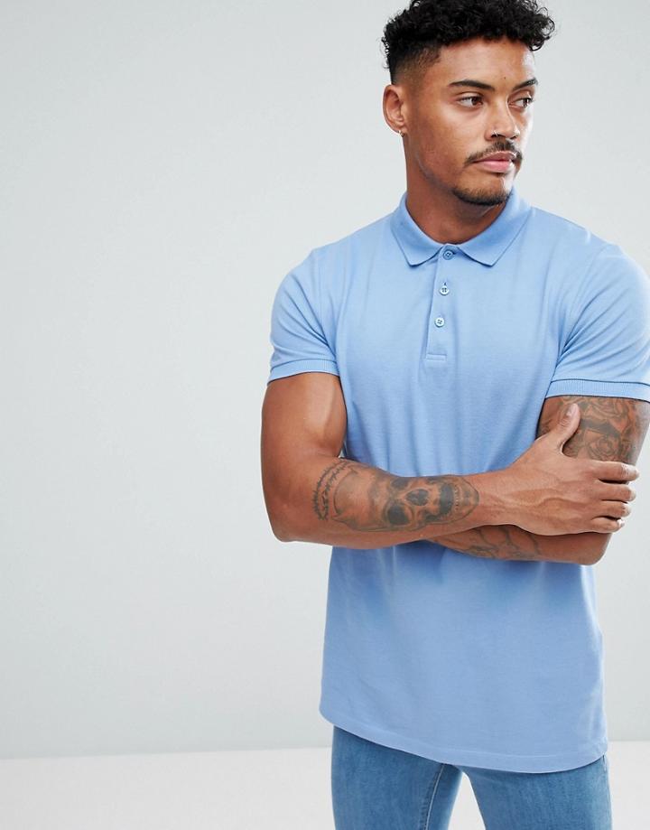 Asos Pique Polo - Blue