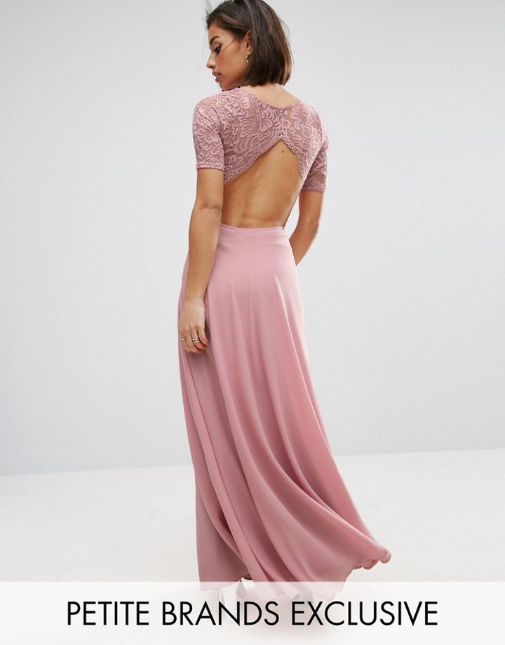 John Zack Petite Lace Bodice Maxi Dress With Cut Out Detail - Pink