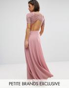 John Zack Petite Lace Bodice Maxi Dress With Cut Out Detail - Pink