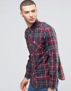 Fred Perry Laurel Wreath Shirt Plaid Check Buttondown In Slim Fit - Purple