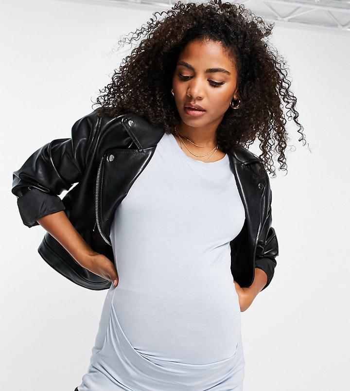 Cotton: On Maternity Wrap Front Short Sleeve Top In Pink Stripe