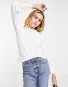 Vila Broderie Long Sleeved Top In White