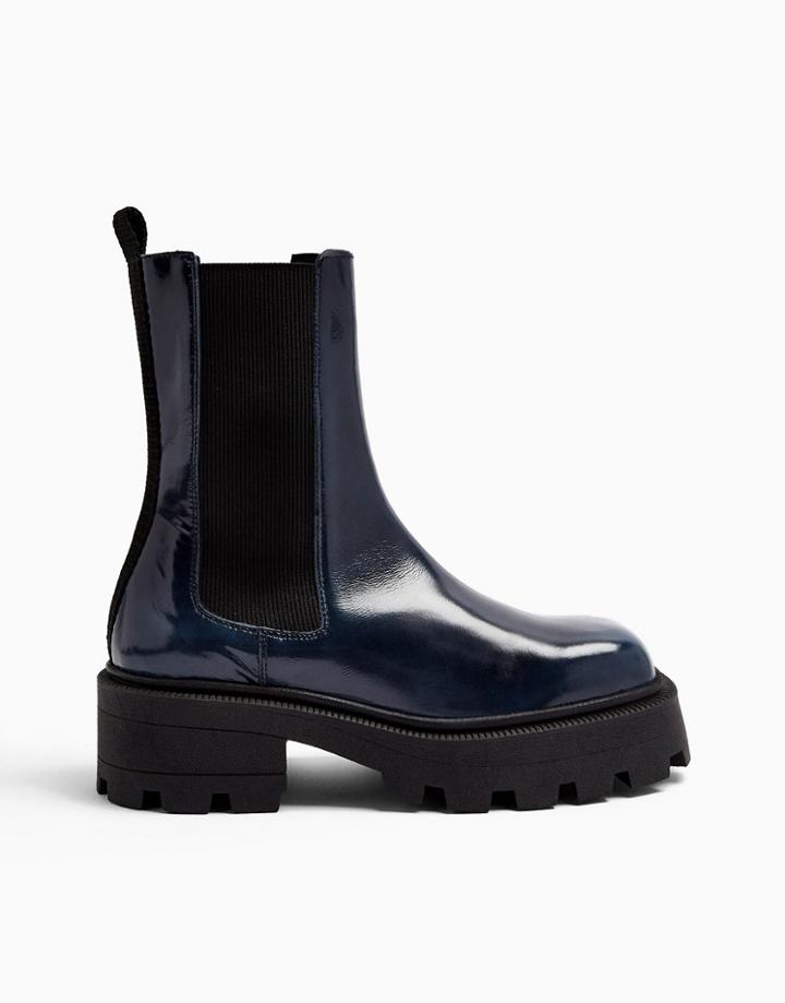 Topshop Angel Navy Chelsea Boots