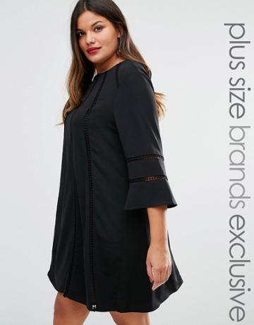 Truly You Fluted Sleeve Shift Dress - Black