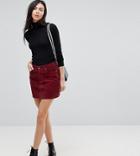 Asos Tall Cord Pelmet Skirt In Berry - Red