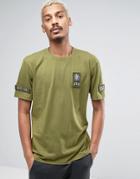 Dxpe Chef T-shirt In Khaki With Military Patches - Green