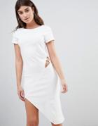 Rare London Aymmetric Cut Out Dress - White
