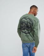 Hnr Ldn Oversized Snake Back Print Sweater - Green
