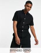 Asos Design Short Denim Boilersuit In Black