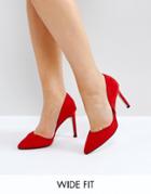 Lost Ink Wide Fit Diana D'orsay Red Pumps - Red