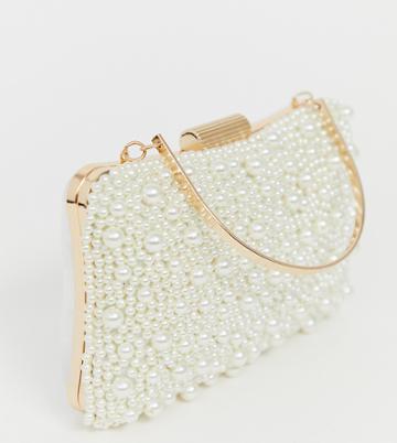 True Decadence Embellished Pearl Grab Bag - Cream