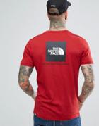 The North Face T-shirt With Red Box Back Logo In Red - Red