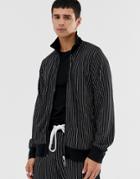 Criminal Damage Track Top In Black With Pin Stripe