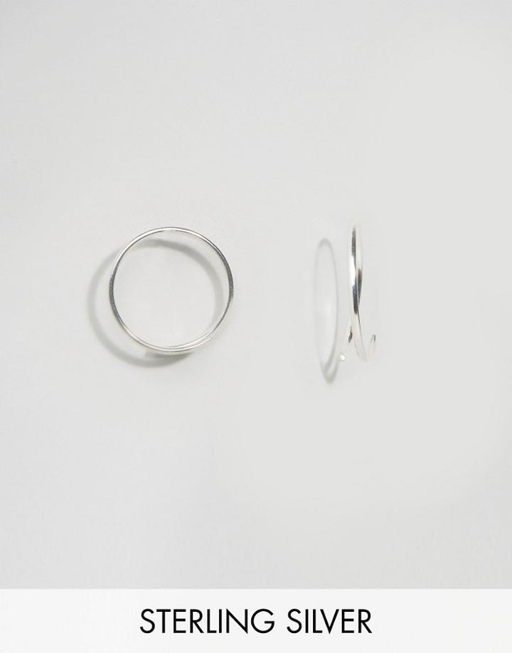 Asos Sterling Silver 12mm Open Hoops - Silver