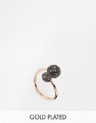 Pilgrim Rose Gold Plated Adjustable Ring With Hematite Ball - Gold