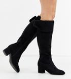 Simply Be Extra Wide Fit Felicity Stretch Back Knee High Boot In Black