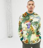 Asos Design Tall Holidays Oversized Long Sleeve T-shirt With All Over Festive Print - Multi