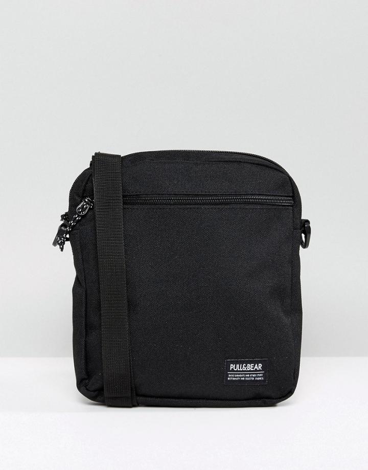 Pull & Bear Cross Body Flight Bag In Black - Black