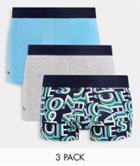 Lacoste 3 Pack Boxer Shorts In Multi