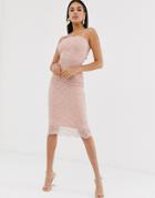 Asos Design Cami Lace Midi Pencil Dress-pink
