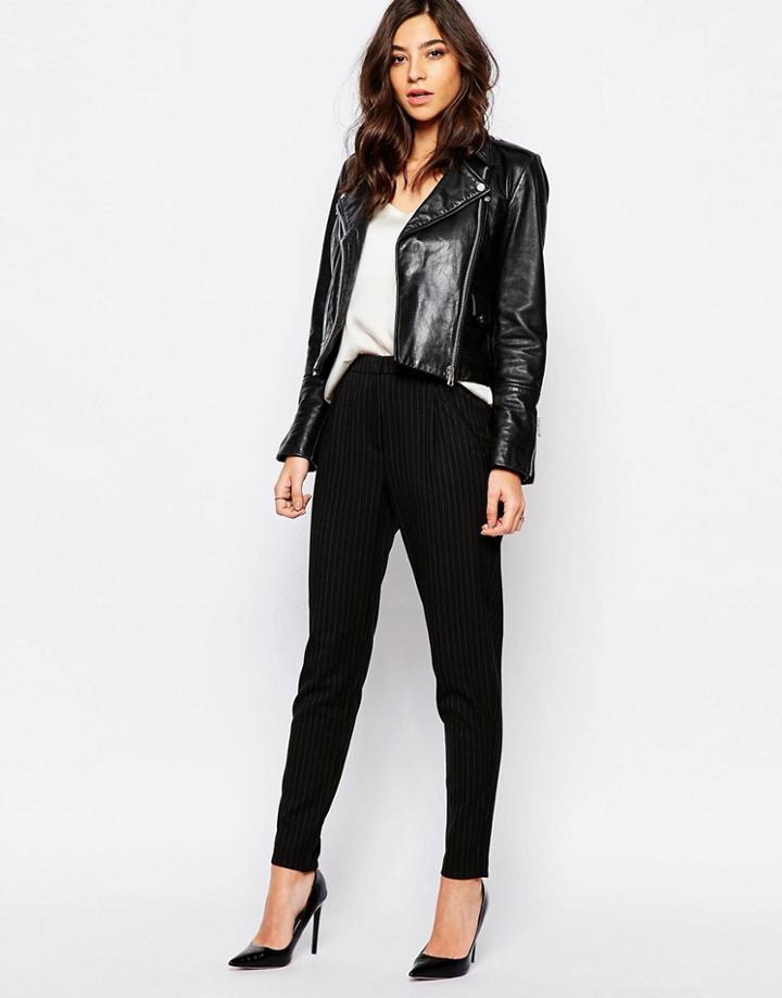 Y.a.s Clady Pinstripe Pant - Black
