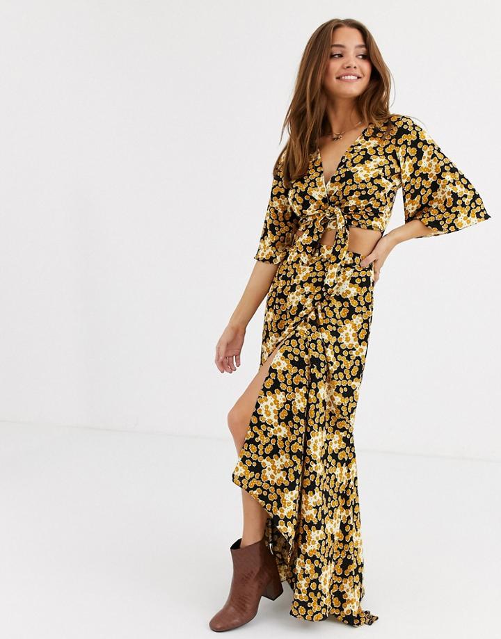 Asos Design Mix Floral Maxi Wrap Skirt Two-piece-multi