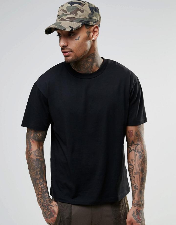 Asos T-shirt In Boxy Cropped Fit In Black - Black