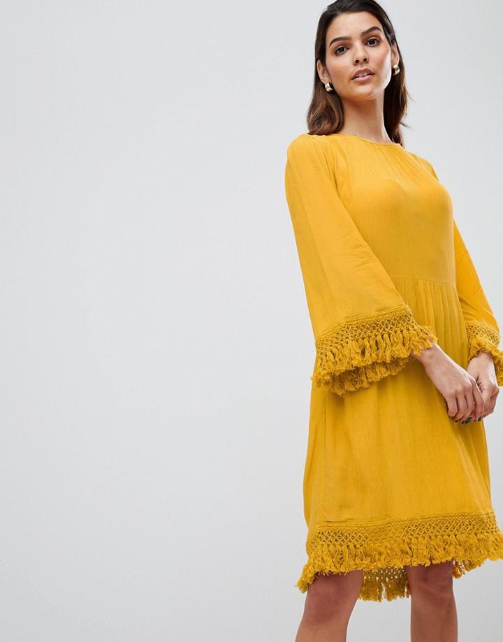 Y.a.s Tassel Detail Smock Dress - Yellow
