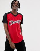 Mitchell & Ness Chicago Bulls Mesh V-neck T-shirt In Red - Red